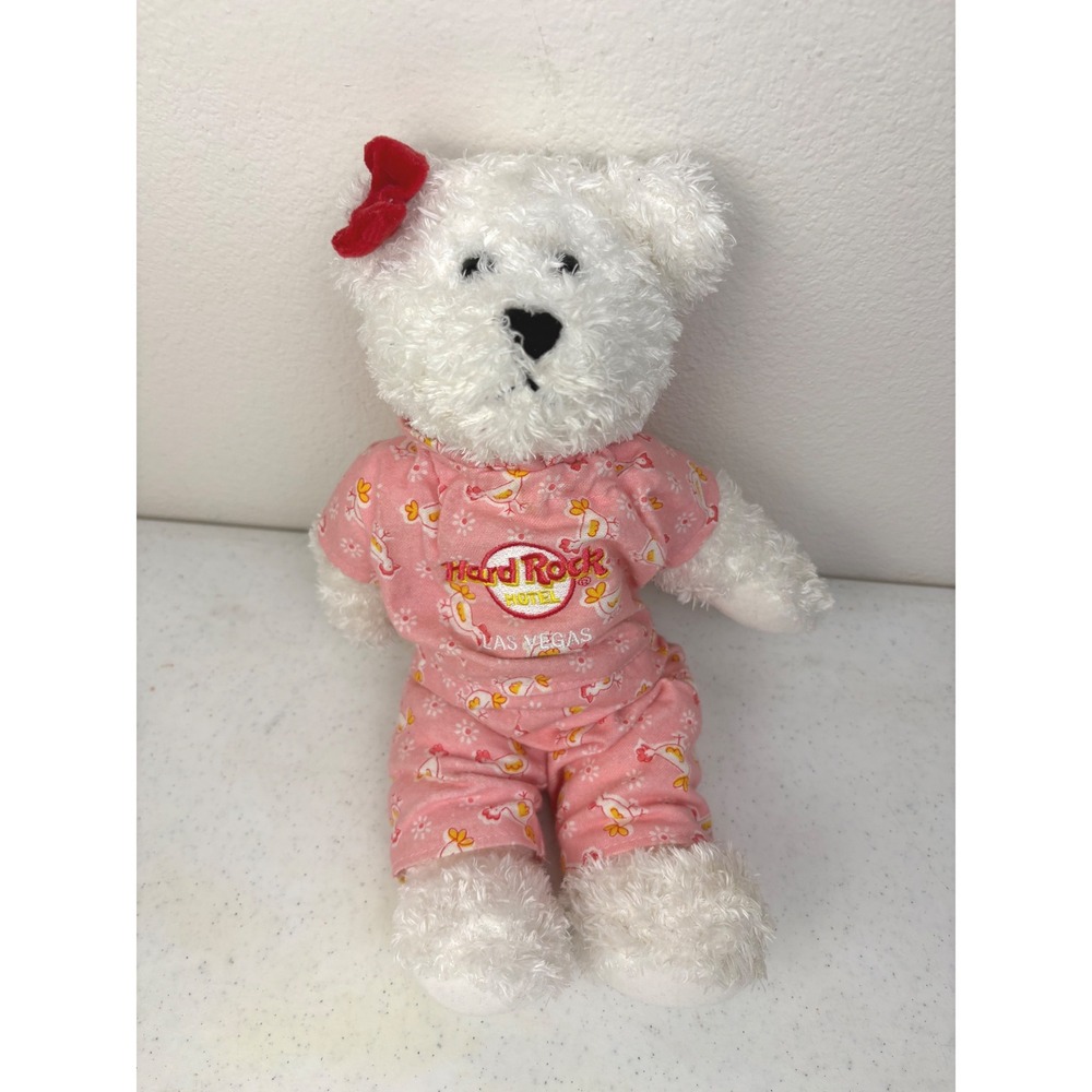 VTG Hard Rock Hotel Las Vegas 2003 Herrington Teddy Bear White Plush pink PJs